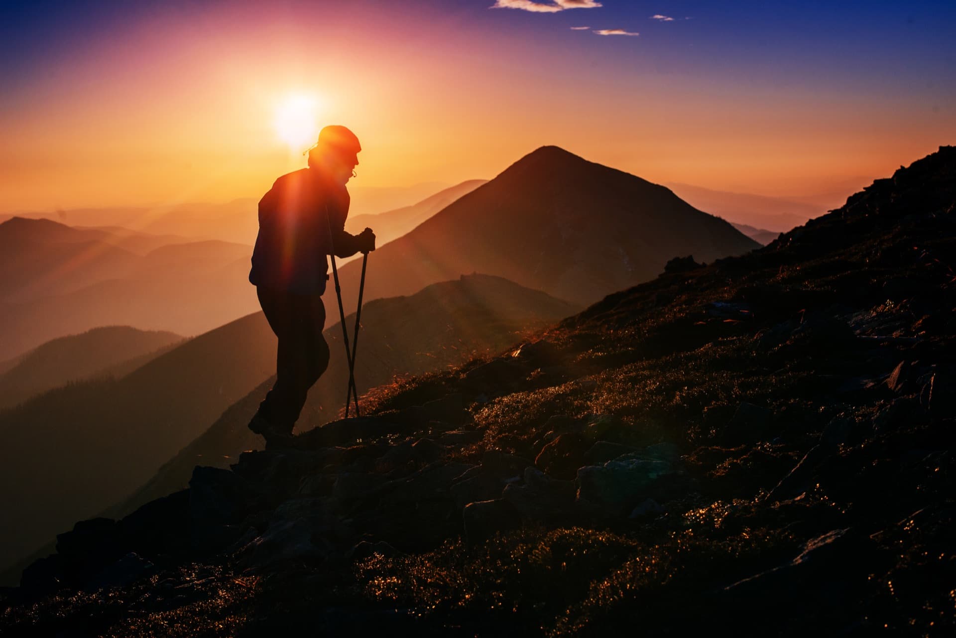 Mountain climber representing growth and stability